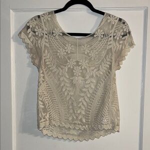 Express Cream Floral Lace Blouse